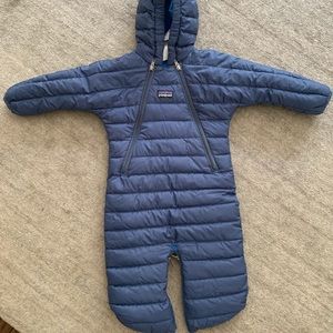 Blue Patagonia puffer onesie
